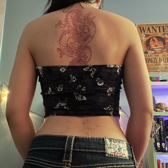 Butterfly Velvet Halter Top with Gold Chains (s) - Picture 2 of 2